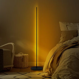 Opviq Lámpara de pie de metal con LED integrado Negro